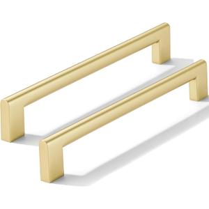 10 Pack 6 Inch Hole Center Brushed Gold Cabinet pulls Heavy Duty Solid Hardware for bathrooms Dressing Tables, Cabinets and Kitchen Cabinets