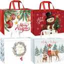 DECHISY 12 Pack Extra Large Christmas Gift Bags Bulk with Handles, Reusable Christmas Tote Bags for Wrapping Present, Heavy Duty, Shopping 17 x 13 x 7 Inches (Red)