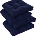 downluxe Outdoor Chair Cushions Set of 4 for Patio Furniture, Water Resistant Tufted Overstuffed Patio Furniture Cushions, Thick Outdoor Seat Cushion, 19" X 19" X 5", Navy