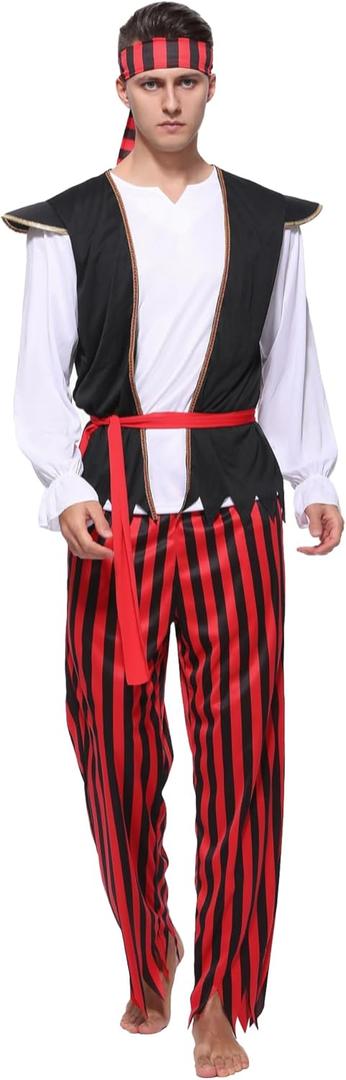 Lingway Toys Adult Men Pirate Costume For Halloween, Adult Halloween Costumes, M