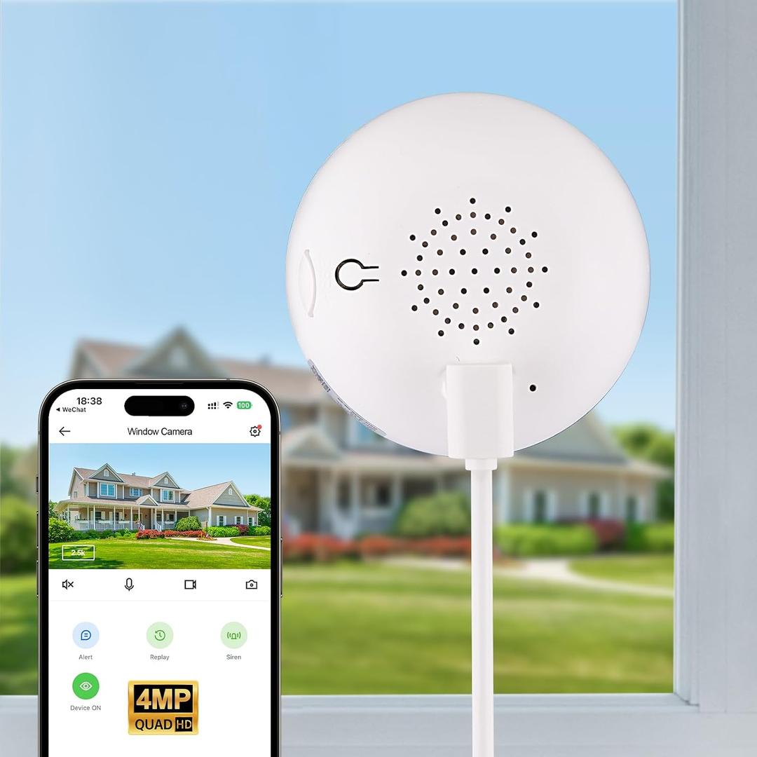 4MP Window Camera for Home Security, WiFi Home Surveillance Camera with Color Night Vision, Motion Detection, 2-Way Audio, AI Human Detection, Easy Mount Indoor Window Cam for Home Monitoring