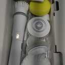 NBONEBS Electric Spin Scrubber, Cordless Shower Scrubber Rotary Floor Brushes & Pad Drivers with 6 Brush Heads - 2H Dual Speed, IPX7 Waterproof Extension Handle for Bathroom Tile Car Cleaning (White)