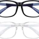 HUOZHI Fashion Square Blue Light Blocking Glasses - Clear Computer & Gaming Glasses for Women and Men