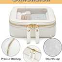 M-YOUNG Mini Clear Makeup Bag Travel Cosmetic Case Transparent Toiletry Bag with Zipper,Portable Make Up Cute Small Travel Cosmetic Bag for Women Waterproof Toiletry Bag (White)