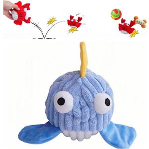 Interactive Squeaky Dog Chew Toy,No Stuffing Interactive Chew Toy for Small Medium Large Dogs, Training Reward Gift for Pets(Blue Whale)