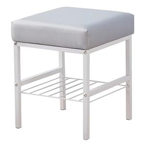 Cpintltr Vanity Stool Foot Stools Faux Leather Ottoman Bench Square Modern Dressing Stool Small Side Table Footstool with Metal Legs for Bathroom Living Room (Silver)