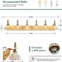 Vintage Bathroom Vanity Light, 6-Light Brass Vanity Lighting Fixture with Flower Glass Shade, Bathroom Lighting Fixtures Over Mirror