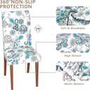 Stretch Dining Chair Covers Set of 6,Floral Print Chair Covers,Soft Removable Washable,Pet Friendly Furniture Protector,Universal Chair Slipcovers for Home, Kitchen,Ceremony Dining Room Seat (White Kite Flower)