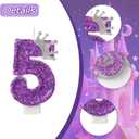 4 x Birthday Number 6 Candles,Purple Crown Birthday Candles for Cake,Glitter Sequins Number Candle Cake Topper Sequins for Anniversary Supplies Birthday Party Wedding Decoration (Purple, Number 6)