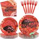 Grencian 96 Pcs Hibachi Party Decorations Folding Fans Birthday Party Supplies Japanese Cherry Blossom Tableware Set for Hibachi Japanese Summer Picnic Birthday Serves 24
