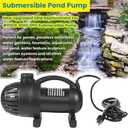 91018 3000 GPH Submersible Water Pump for Pond Waterfall Fountain Hydroponics Aquarium Skimmers Filter System Fish Tank Koi Pool Up To 3000 Gallons with 20FT Cord, 165W, 15FT Lift Height