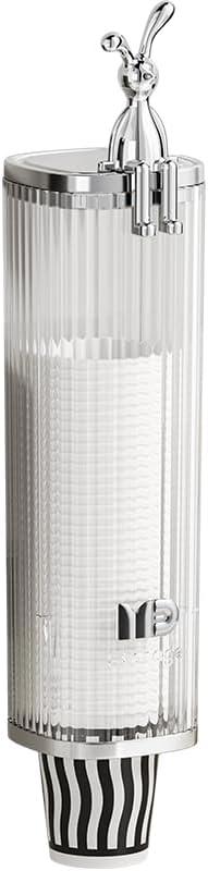 Decorative Bunny Cup Dispenser with Crystal Clear ABS Design - Pull-Down Wall Mount Holder for 5oz Disposable Cups, Elegant Solution for Home/Office/Hospital/Spa - Transparent White