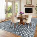 ROYHOME Area Rug 9x12 Living Room Rug Non Slip Modern Bedroom Stain Resistant Dining Room Throw Rug Geometric Area Rug Low Pile Untra Soft Contemporary Accent Carpet for Home Office, Dark Grey