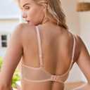 Wingslove Women's Sexy Bra Sheer Lace Bra Plunge Unlined Full Coverage See Through Underwire Bra (38D, Pink Nude)