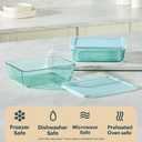 Pyrex Colors Tinted (11 Cup) Tinted Glass Large Rectangular Food Storage Container, Snug Fit Non-Toxic Plastic BPA-Free Lids, Freezer Dishwasher Microwave Safe, Aqua