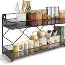 2 Tier Metal Kitchen Counter-top or Wall Mount Spice Rack, Jars Storage Organizer, Cabinet Holder, spice seasoning organizer for Partry (Bronze)