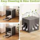 Outdoor Cat House Weatherproof, Resin Cat Houses for Outdoor Indoor Cats, Cat Box Enclosure, Cat Bed Easy to Assemble & Clean, Grey