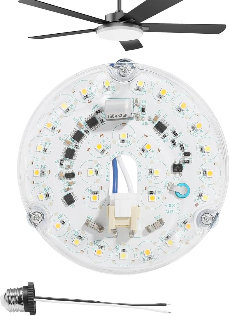 Ceiling Fan Retrofit Kit - Led Panel Light, 3.93" 18W 1800lm, Color Temp Adjustable, Dimmable (Daylight White)