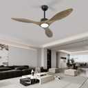 Ceiling Fans with Lights Remote, 52inch Solid Amber Wood Ceiling Fan, 3 Blades Reversible DC Motor 3CCT Dimmable Lighting 3-Timer for Living Room Bedroom Farmhouse Patio