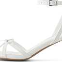 Shoe'N Tale Women's Kitten Heels Bow Strappy Heeled Sandals Square Open Toe Fashion Dressy Wedding Party Shoes 8