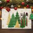 Christmas Tree Placemats Set of 4 Winter Snowflakes Table Mats Christmas Winter Holiday Decoration for Kitchen Dining Home Party (13x19 Inch)