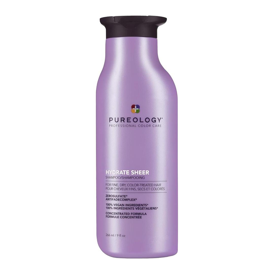 Pureology Hydrate Sheer Shampoo - Lightweight Hydrating Shampoo For Fine or Dry Color-Treated Hair, Silicone-Free & Vegan (9 Fl Oz (Pack of 1))