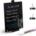 Acrylic Black Dry Erase Board with Stand - 12 x 8 Small Desktop Whiteboard with Marker, Reusable Desk Blackboard, to-Do List, Planner, Memo Clipboard, Menu Board for Office, Home, Bar