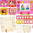Geelin 12 Sets Valentine's Day Wooden DIY Picture Frames Craft, Unfinished Heart Photo Frames to Paint for Valentine's Day Craft Art, Home Decor, Classroom Activities, Party Games(Classic)