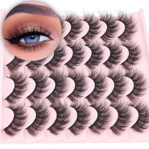Wispy False Eyelashes Cat Eye Lashes Natural Look Mink Lashes 16mm Strip Eyelashes Pack Wholesale 14 Pairs 4D Volume Multipack by TNFVLONEINS