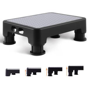 CHIKILLA Adjustable Step Stool for High Beds and Cars, 650lb Heavy Duty Bed Step for Elderly, Non-Slip Mobility Platform for Bathtub, Kitchen, SUV, 4 Height Levels 3.4-5.4" Portable Stair Assist, Gray