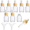 Patelai 8 Pieces Frosted Glass Dropper Bottles Essential Oil Bottles with Eye Dropper and Bamboo Lids Perfume Sample Essence Liquid Cosmetic Containers and 2 Pieces Funnel(5 ml/ 0.2 oz)