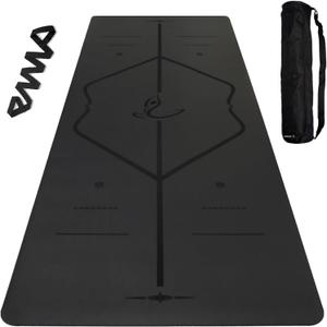 Yoga Mat Free Yoga Bag Included - Patented Alignment System, Warrior-like Grip, Non-slip, Eco-Friendly and Biodegradable, Sweat-Resistant, Long, Wide, 5mm Thick Mat for Comfort 72.04x26.77x0.19 Inch