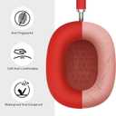 Case for Airpods Max Headphones, Ear Pad Cases Cover/Ear Cups Cover/Headband Cover for AirPods Max (USB-C/Lightning)(2024/2020), Silicone for Airpod Max, Accessories Cass(Red)