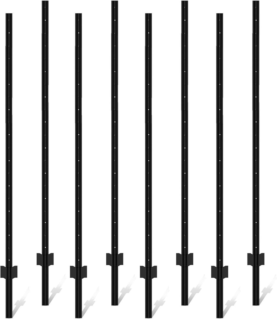 XYADA Fence Posts Sturdy Duty Metal Fence Post,U Post for Fencing in Garden Yard and Outdoor Wire (6FT- 8 Pack)