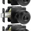 Haidms 3 Pack Matte Black Door Knobs Interior, Privacy Interior Door Knob for Bedroom or Bathroom Classic Black Round Doorknobs Hardware(Square Panel Interior Door Konbs)