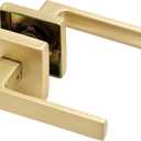 Linkaa Passage Door Handles Brushed Gold Door Lever Satin Brass for Hall or Closet, Keyless Door Knob, Square Interior Door Handle Heavy Duty Zinc Alloy (1, Passage (No Lock)，Brass Gold)