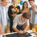 Graduation Guest Book Scrapbook Set 2026 - Black Gold 80 Pages Signature Photo Album with 8 Dual-Tip Markers, Stickers, Memory Book Sign for Class of 2026 High School College Grad Party Favors Gifts
