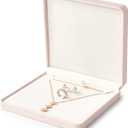 Oirlv Luxury Leather Jewelry Set Box Big Necklace Ring Storage Case Jewelry Gift Box for Bracelet Necklace Earring Ring (Pink)