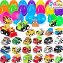 24 PCS Prefilled Easter Eggs with Toys Pull Back Cars Easter Basket Stuffers for Toddler Gifts for Kids - Easter Party Favors