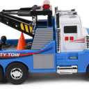 Mighty Fleet Mighty Motorized Tow Truck Toy 15" Vehicle with Lights, Sounds, Working Winch & Traffic Cones Batteries Included Ages 3+