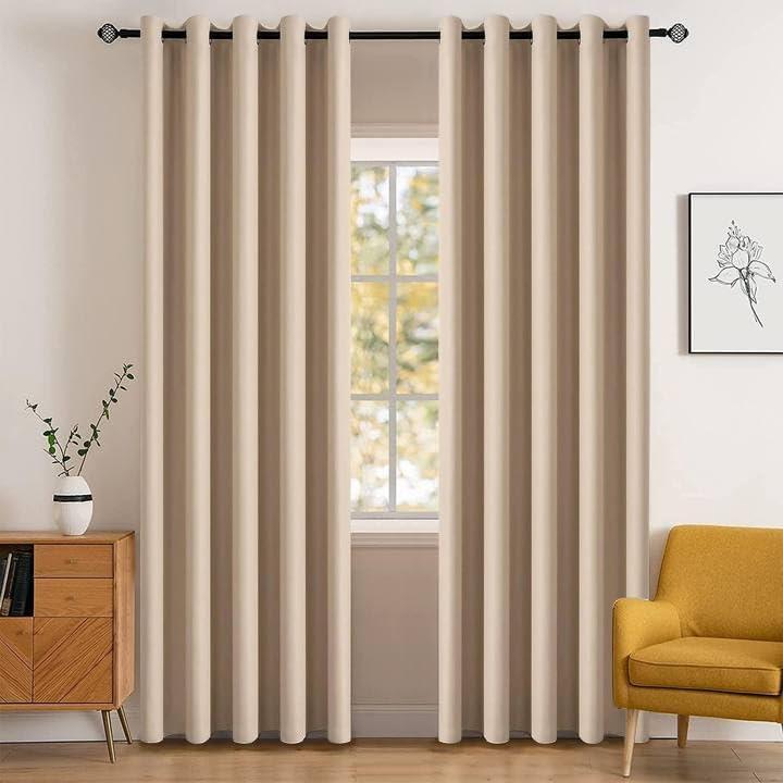 MIULEE Room Darkening Curtains Thermal Insulated Drapes Solid Window Treatment Set Grommet Top Light Blocking Blackout Curtain for Living Room/Bedroom 2 Panels 66 x 84 inch Beige