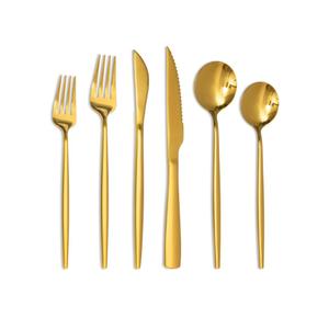 Astercook Silverware Set 48-Piece Gold Flatware Set with Steak Knives Food-Grade Stainless Steel Cutlery Set for 8 Mirror Polished Utensils Set for Home Kitchen Restaurant Valentine's Gift
