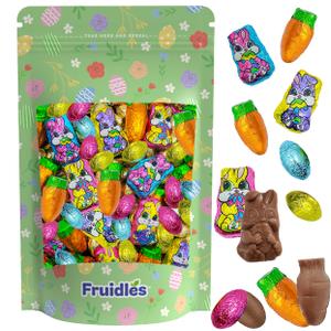 3 x Fruidles Happy Easter Chocolate Variety Pack, Smooth & Creamy Milk Chocolate Party Bag Fillers, Individually Wrapped in Easter Shapes & Design Foils, Kosher Certified Dairy (1 Pound) (EXP 11/02/27)