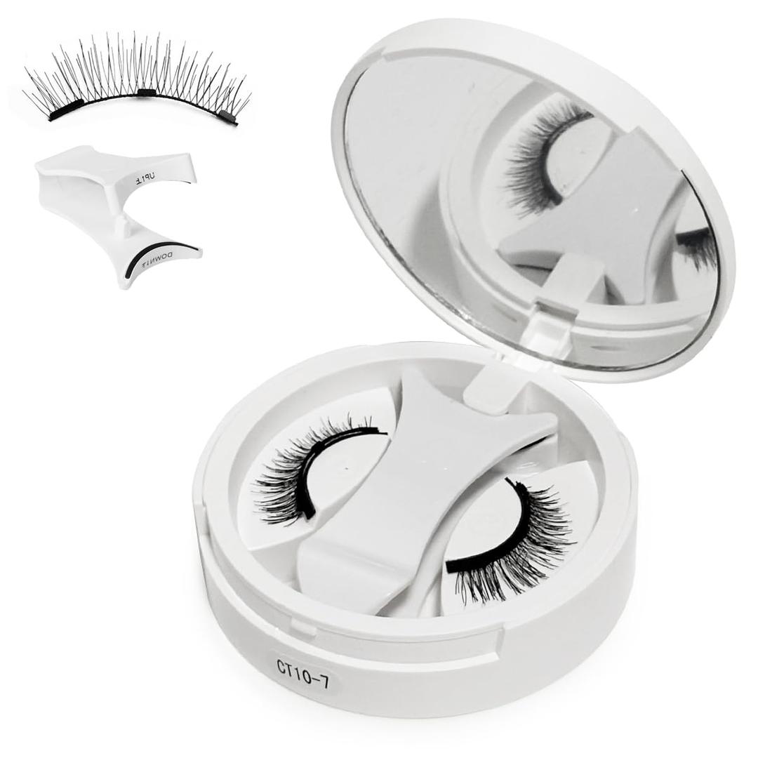 False Eyelashes, Reusable, Natural Look, No Glue Required, with Portable Storage Case, Black