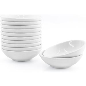 12 Pack Soy Sauce Dish Ceramic Dipping Bowls Bulk, 1.2 Oz White Dipping Sauce Bowls/Dishes, Small Dipping Sauce Cups for Sushi Ketchup Olive Oil Appetizer