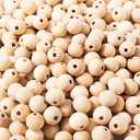 200pcs 12MM Wood Beads Natural Unfinished Round Wooden Loose Beads Wood Spacer Beads for Craft Making Decorations and DIY Crafts (12mm)