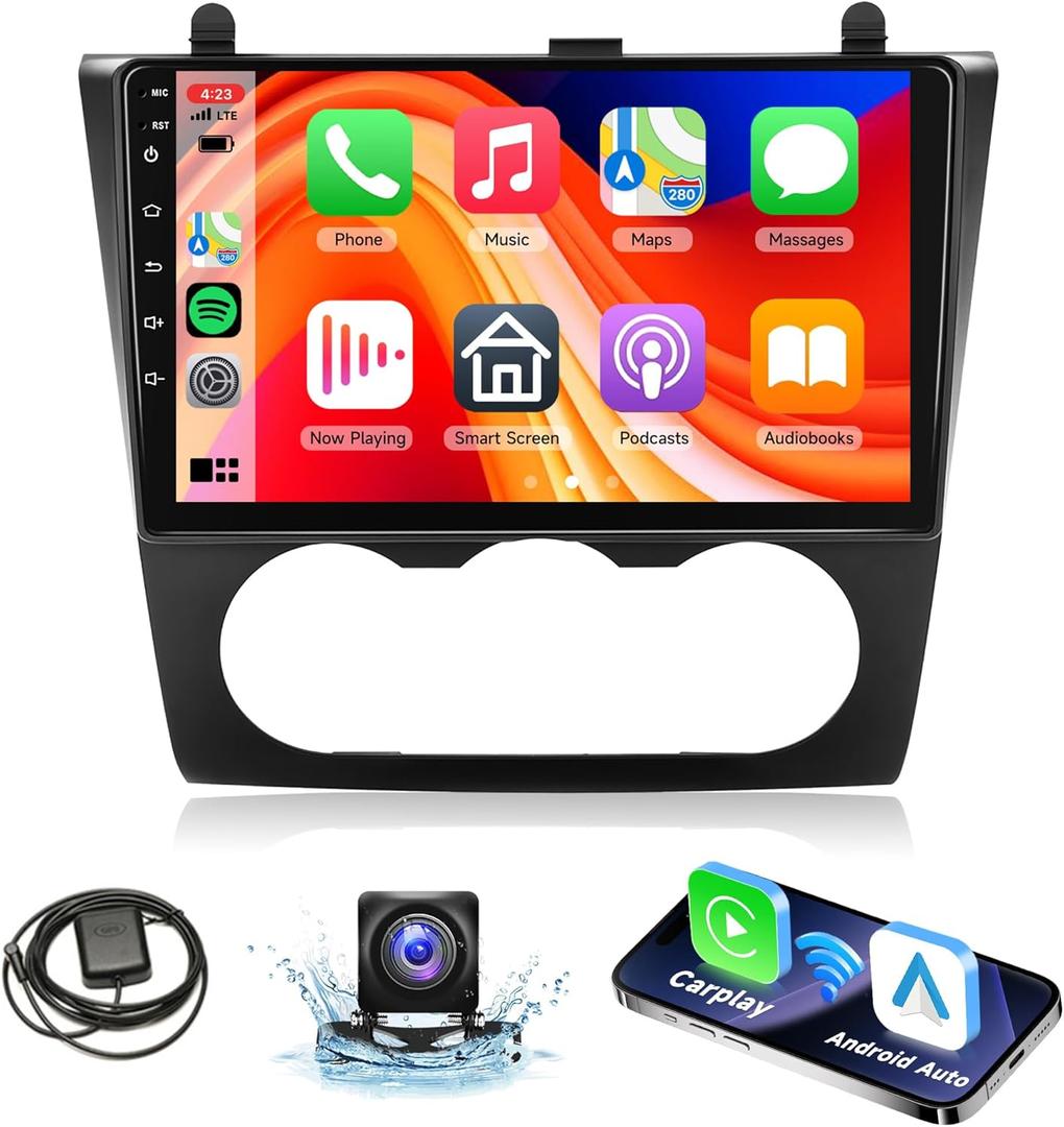 Car Radio for Nissan Altima 2008 2009 2010 2011 2012 Carplay, Rimoody Car Stereo with Android 13 Android Auto Mirror Link 9'' Touchscreen GPS WiFi HiFi FM/RDS Bluetooth Backup Camera