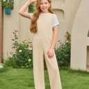 Haloumoning Girls Jumpsuits Kids Fashion Sleeveless Wide Leg Loose Romper with Pockets One Piece Summer Outfits