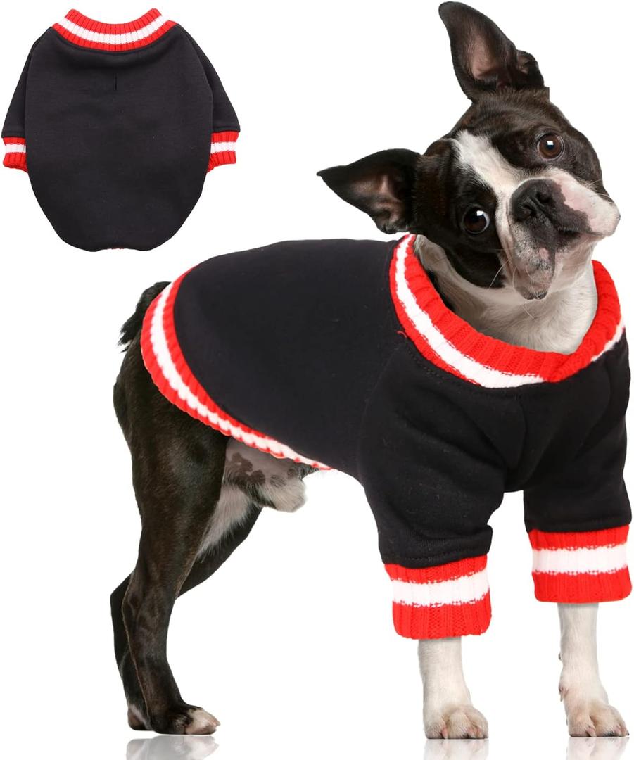 FUAMEY Dog Pullover SweatshirtDog Winter Sweaters Warm Dog Clothes Dog Vest Thick Puppy Pullover Soft Pet Fleece Sweater Cute Doggie Boy Girl Outfit for Dogs Black L