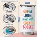 Boss Appreciation Gifts for Women - Thank You Gift Ideas for Boss Women Female Her Birthday Cup Insulated Stainless Steel Travel Coffee Tumbler 20 OZ White